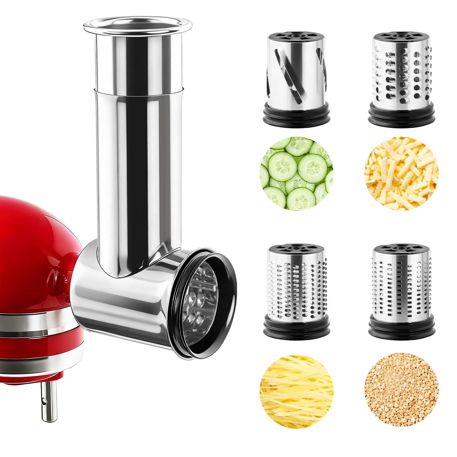Commercial Kitchen Juicer - เครื่องหั่นสแตนเลสสำหรับสไลด์และฉีดชีส อุปกรณ์เสริมสำหรับเครื่องผสมอาหาร KitchenAid, เครื่องทำสลัด, เครื่องบดผง, สามารถล้างในเครื่องล้างจานได้