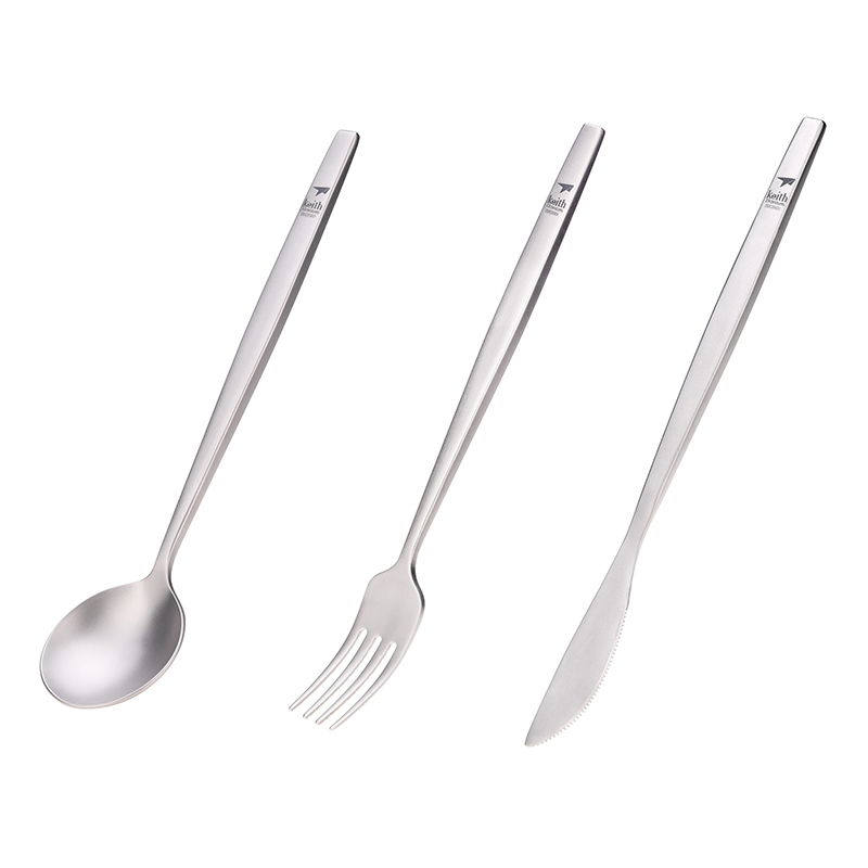 Commercial Kitchen Knives - Keith ไทเทเนียมแบบพกพาช้อนส้อมมีดสเต็ก Western Flatware ครัว Christmas