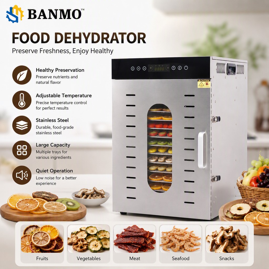 Commercial Food Dehydrator - เครื่องอบแห้งอาหารสแตนเลส 16 ชั้น รุ่น BANMO กำลังไฟ