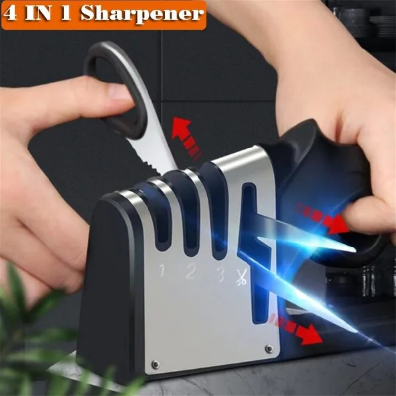 Commercial Kitchen Knives - เครื่องเหลาทังสเตนแบบมืออาชีพ 4-in-1 สําหรับมีดครัวและกรรไกร - เครื่องมือมีดในครัวเรือน