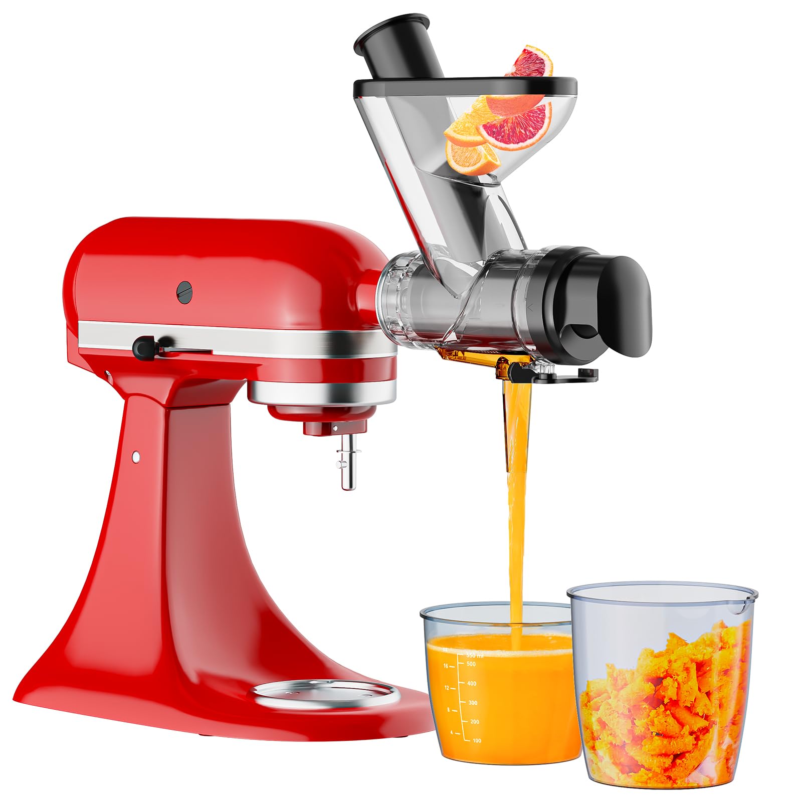 Commercial Kitchen Juicer - อุปกรณ์เสริมเครื่องคั้นน้ำผลไม้แบบเคี้ยวบดสำหรับเครื่องผสมอาหารแบบตั้งโต๊ะ KitchenAid เครื่องคั้นน้ำผลไม้แบบสกัดเย็นแบบช้าพร้อมช่องป้อนแบบคู่