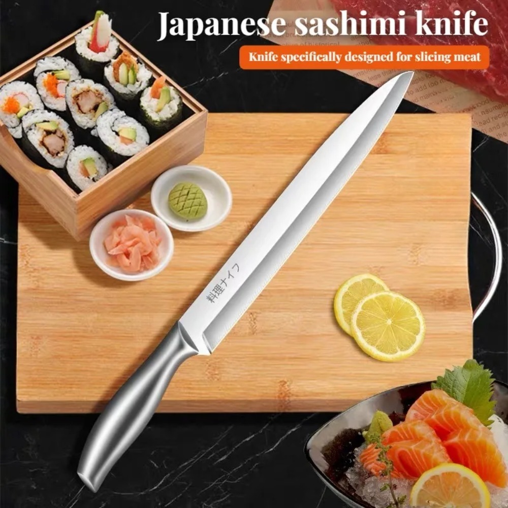 Commercial Kitchen Knives - มีดซาชิมิปลาแซลมอนสำหรับครัวญี่ปุ่นแบบมืออาชีพ PLYS สำหรับใช้ในบ้าน มีดซาชิมิปลาแซลมอนสแตนเลสคมพิเศษ
