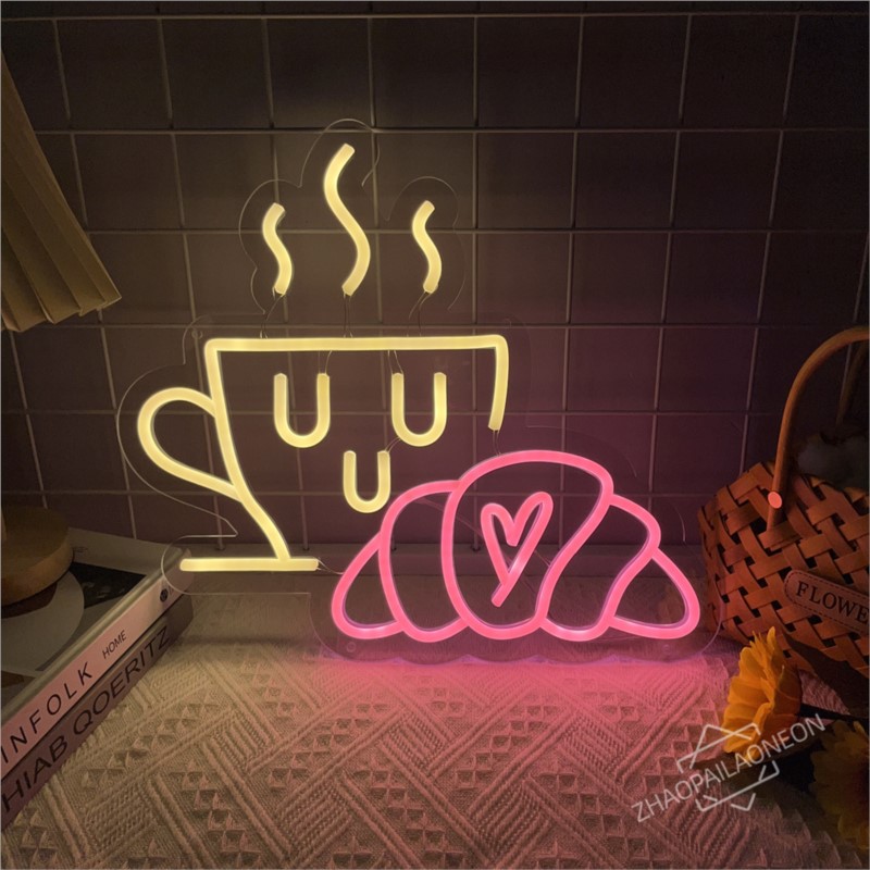 กาแฟขนมปังป้ายนีออน Croissant  - Commercial Kitchen Walls บทวิจารณ์และราคา